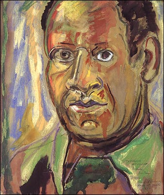 Beauford Delaney, American (1901-1979), Self-Portrait, Yaddo, 1950, Pastel, watercolor and charcoal on paper, The Schonberger Family. Photograph Courtesy of Michael Rosenfeld Gallery, LLC, New York, NY.
