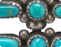 Tight detail of turquoise & silver