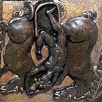 Phaeton tumbling from the chariot alongside two falling horses