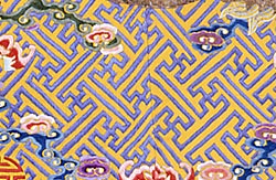 Detail of swastikas from the Dragon Robe for an Empress of China