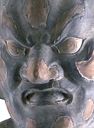 Detail of Misshaku Kongo making the cosmic sound "ah," from the Nio Guardian Figures
